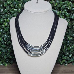 Multi strand cloth rope with silver tone accents